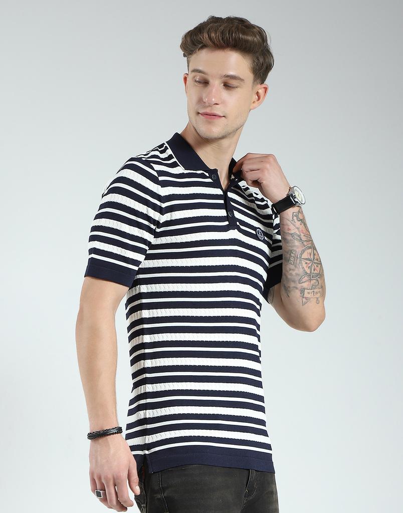 Men's Regular Fit Striped Polo T-Shirt | Half Sleeve | Collared Neck | Casual Wear T Shirt for Men's