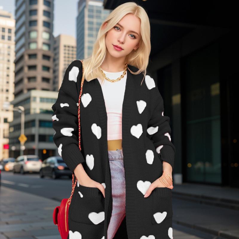 TIFICY Women's Fashion Casual Fall Winter Love Letter Print Long Sleeve V-Neck Sweaters