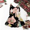 Women Floral Print Midi Dress, Long Sleeve V‑Neck Furry Trim A‑Line Party Dress, Christmas Limited Edition