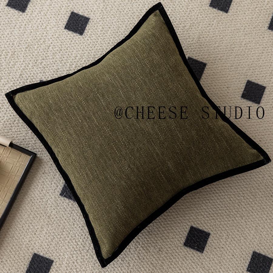 French Medieval Style Pillowcase Black Border Retro Green Cushion Cover American Style Living Room Sofa Decor Waist Pillow Cover