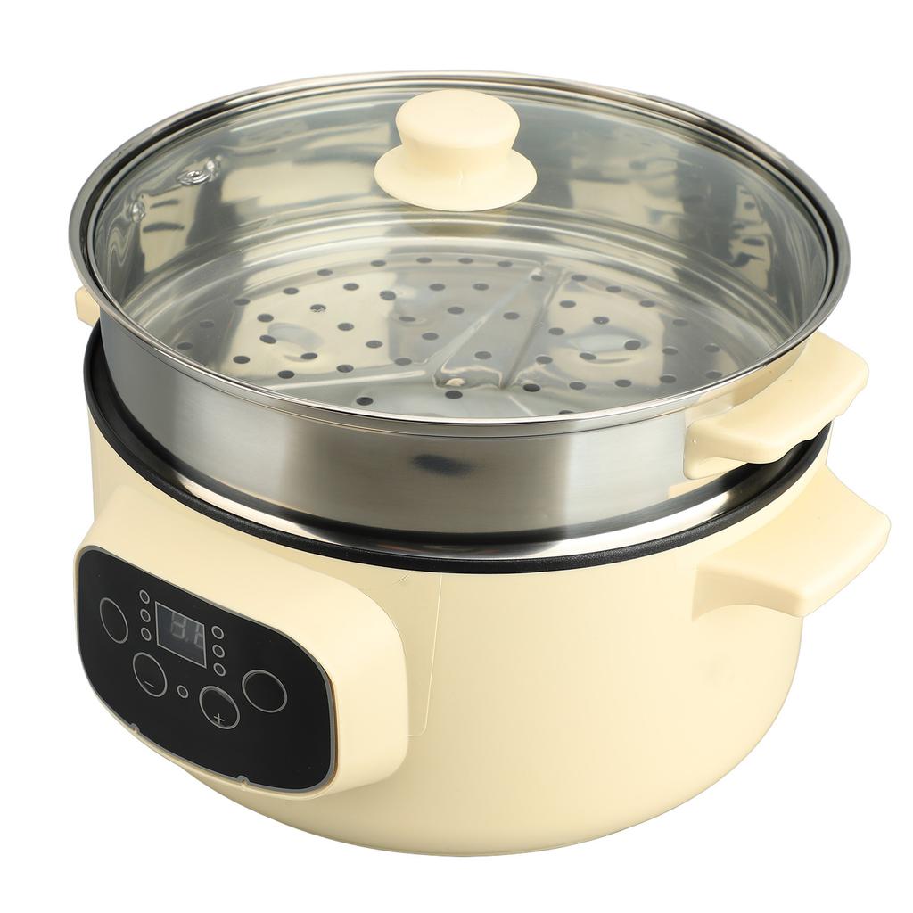 26cm Electric Pot Khaki Anti Stick Smart Reservation Temperature Control Anti Dry Burn Electric