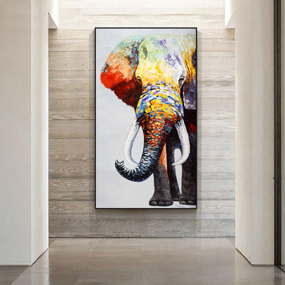 Modern Painted Oil Painting Elephant Canvas Painting Abstract Animal Poster Living Room Wall Paintings Decor Pictures Home Decor