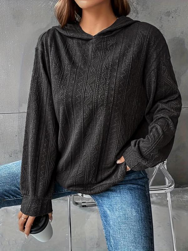 Winter Fashion Hooded Loose Fitting Pullover, Long Sleeved Top For Women