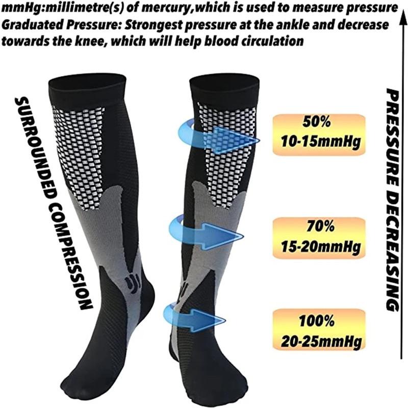 2/3/4 Pairs Running Men Compression Socks Fit Varicose Veins Football Soccer Stockings 30 Mmhg Atheletic Men Women Sports Socks