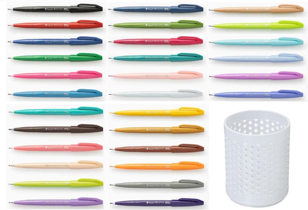 Brush Touch Sign Pen SES15C Set with Pen Stand 30-Color