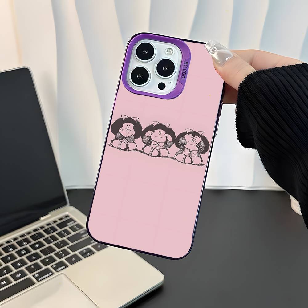

Cute M-Mafaldas Phone Case For iPhone 17,16,15,14,13,12,11,Mini,Pro,E,SE4,XS,MAX Purple Candy Matte Cover iPhone16