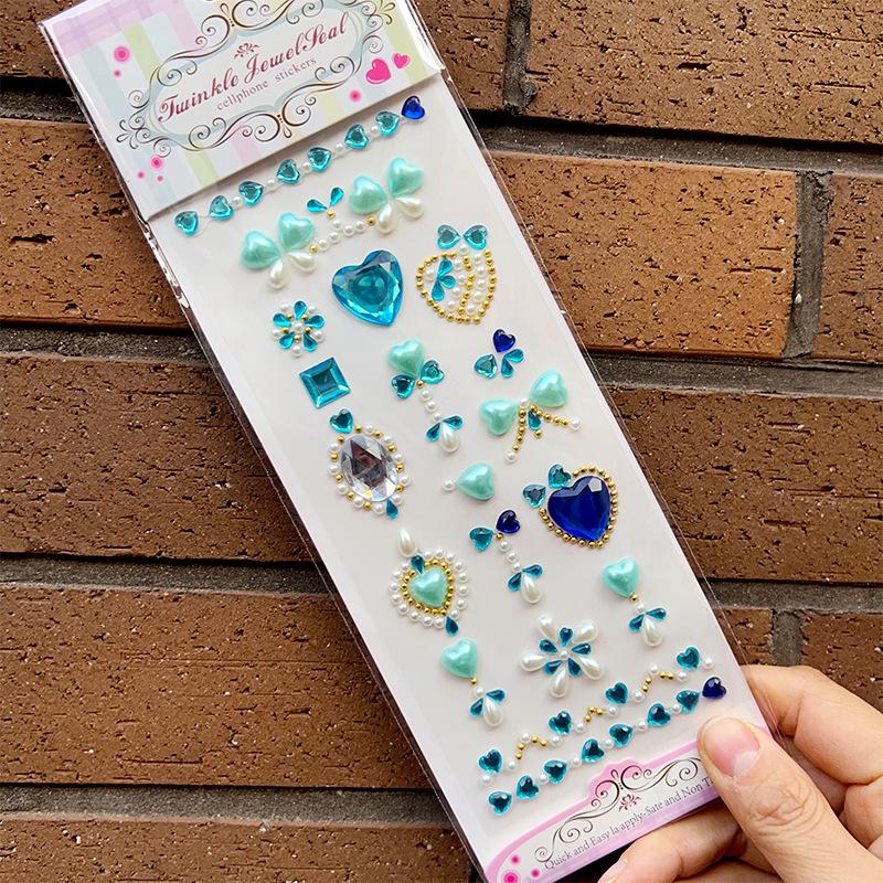 Křišťálové kamínky Samolepky na tetování na obličej DIY Jednorázové diamantové dekorace na obličej Make-up Akrylová nálepka Nálepka s vrtačkou na telefon