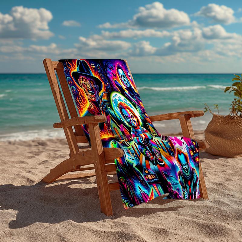 Ultra-Soft Beach Towel with Halloween horror Theme,Ideal for Pool - Camping, Diving - Perfect Travel Essential, Vibrant Beach Towel.