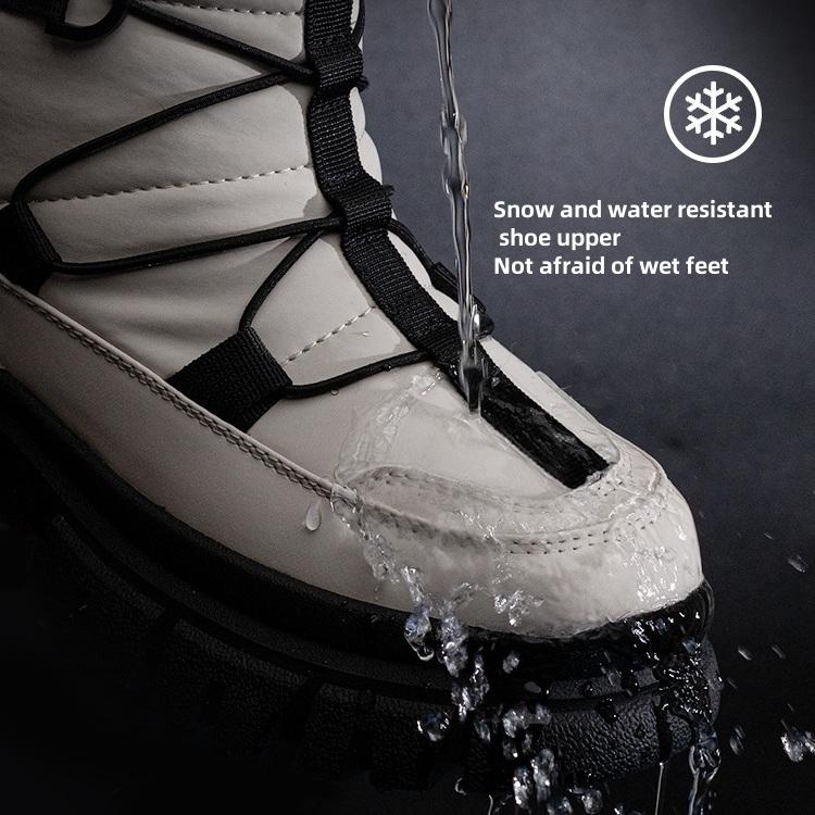 Žieminiai moteriški ilgo vamzdžio stori sniego batai sulaiko šilumą ir turi storą padą, kuris neslysta ir gali atlaikyti -30 °C