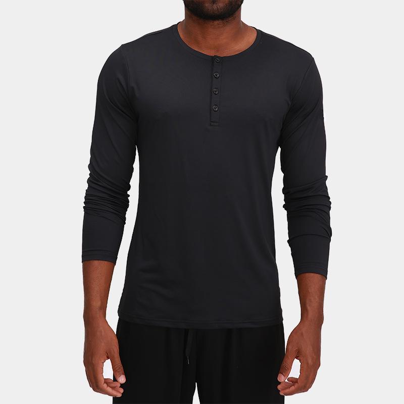 

Мужская осенне-зимняя быстросохнущая спортивная одежда - Длинный рукав, дышащая для бега на открытом воздухе и тренировок по баскетболу Medium чёрный