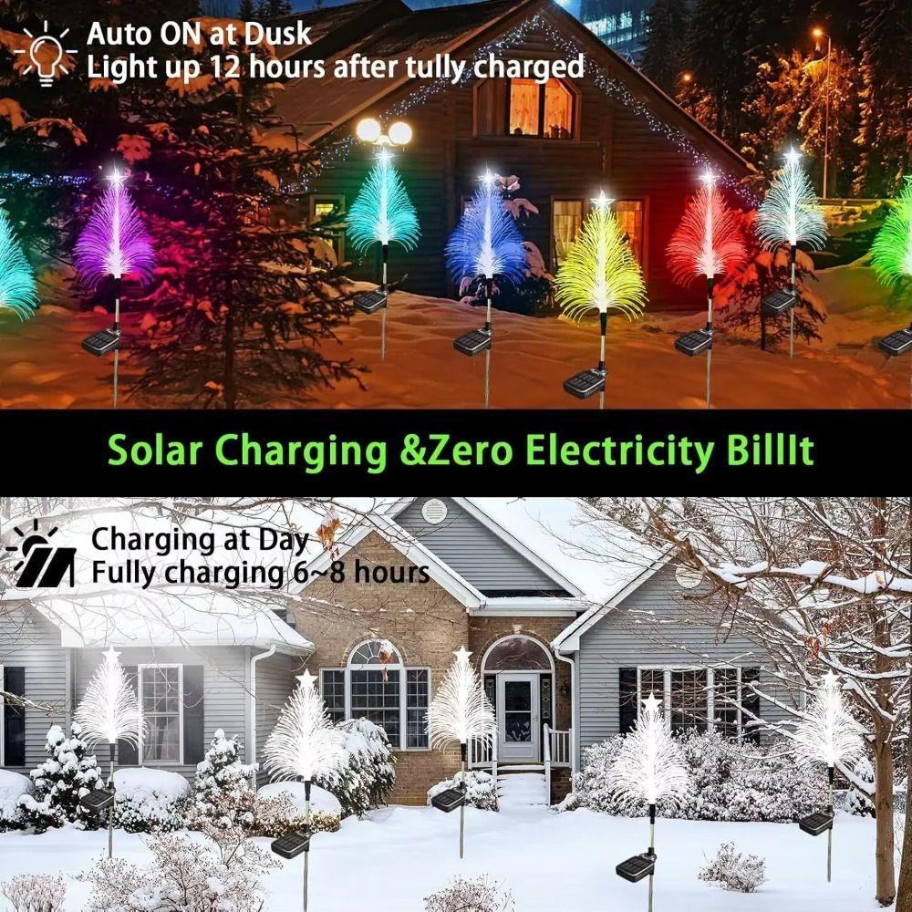 5-Layer Fiber Optic Reed Lamps Color Changing Solar Powered Lights  Christmas Tree