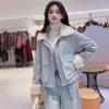 Women's 2024 Winter Korean-Style Lambswool Collar Fleece-Lined Jacket - Casual, Loose, Slimming Parka Top