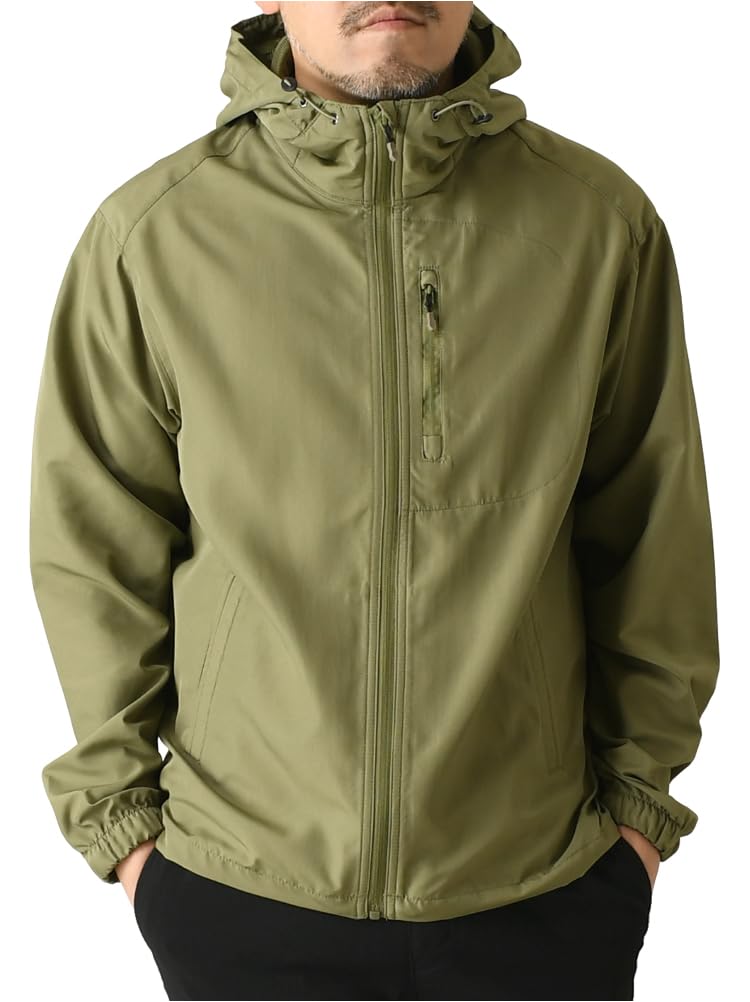 FIRST DOWN UV Men's Windbreaker, Water-Repellent, Windproof, Breathable, Pollen-Resistant, Protection, Pocketable, RE4-1109 L, D4-Sage