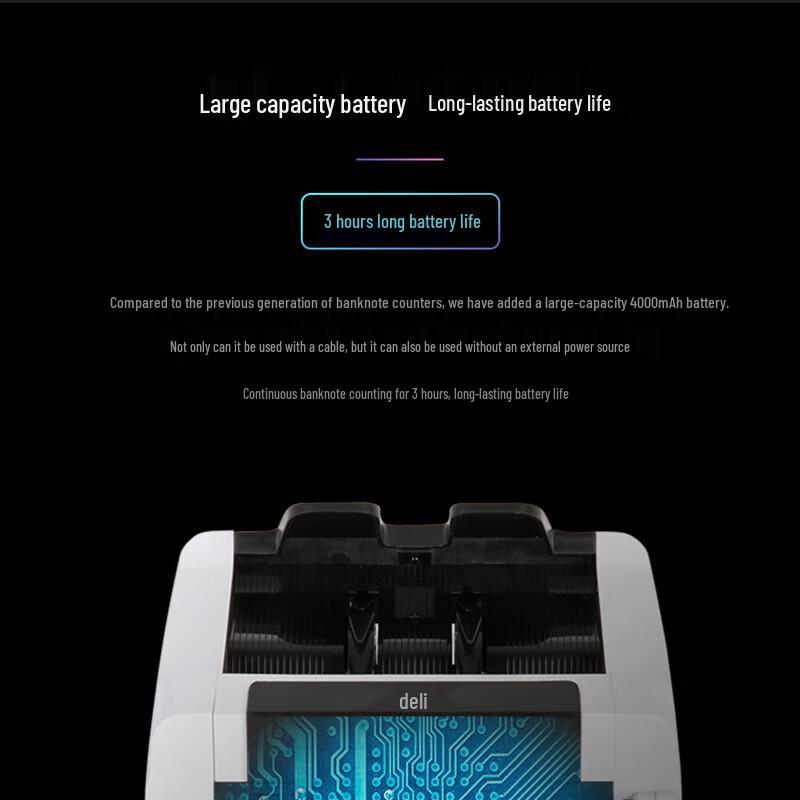 Deli 2170S Rechargeable Money Counter with Counterfeit Detection