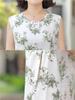 Elegant Loose-Fit Chiffon Dress with Wide-Leg Skirt for Middle-Aged and Elderly Women