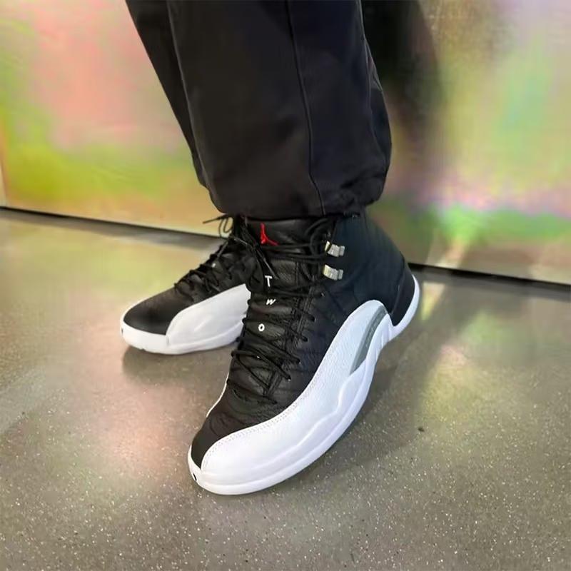 Air Jordan 12 Retro GS Playoff 2022 Kids Sneakers Black Varisty-Red White 153265-006
