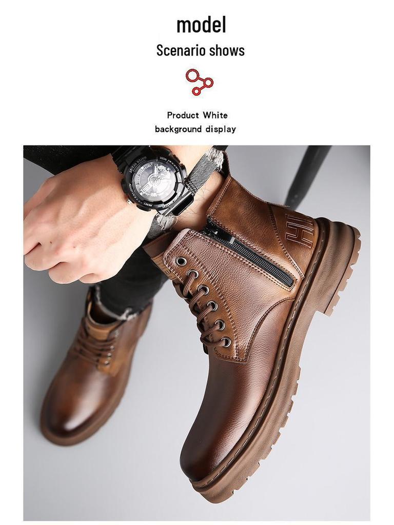 2025 Men's High-Top Martin Boots - Autumn & Winter Casual British Style, Youth Trend, Big Yellow