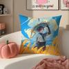 Game Genshin Wanderer Scaramouche Cushion Cover Pillowcase Short Plush Invisible zipper Room Sofa Cushion Cover