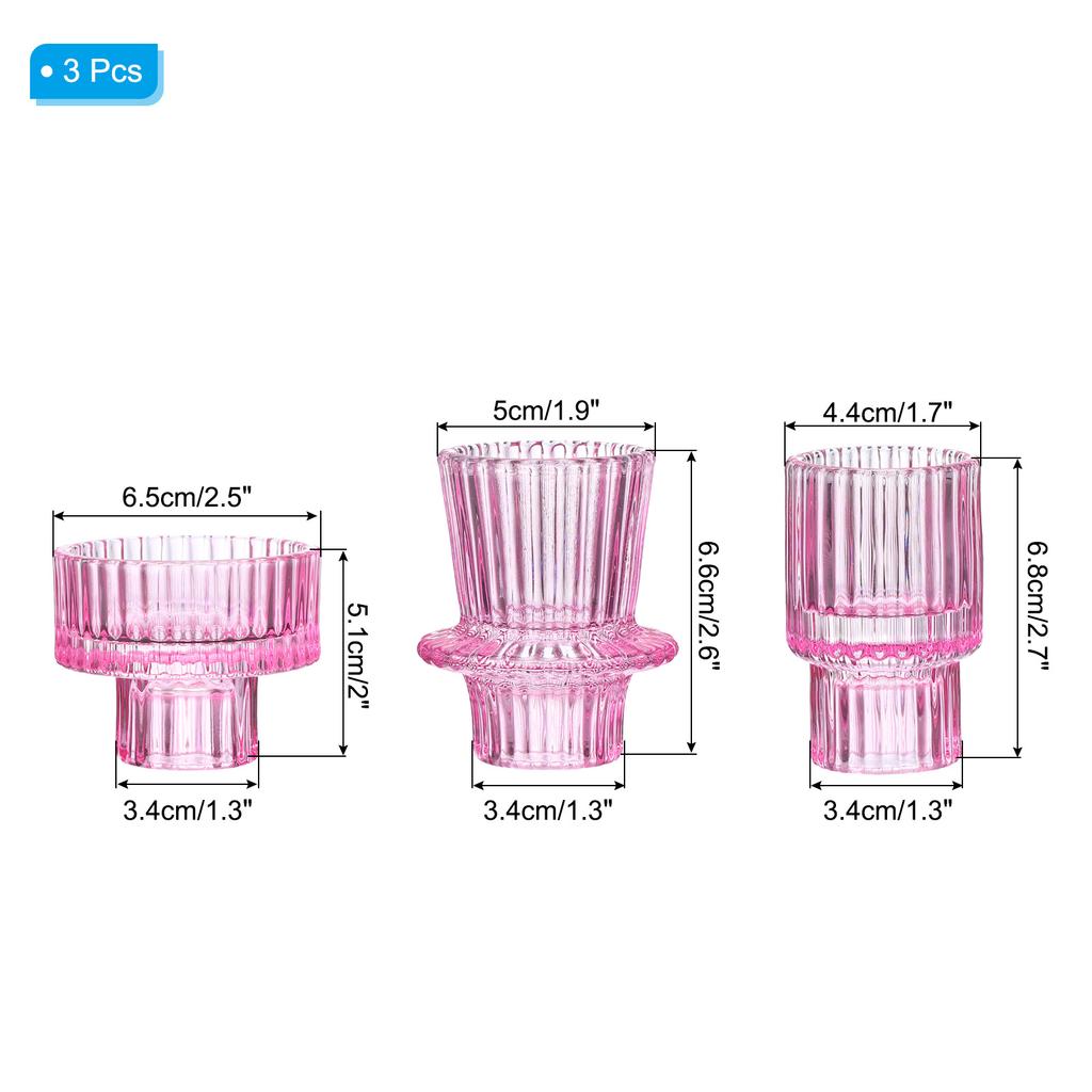 3pcs Glass Candlestick Holders Tealight Taper Candle Holders Table Candle Stand for Table Centerpiece Wedding Party Dinner Decor