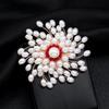 Handmade High-end Temperament Luxury Pearl Snowflake Brooch Women's High-end Sense Elegant Corsage Coat Pin Accessories