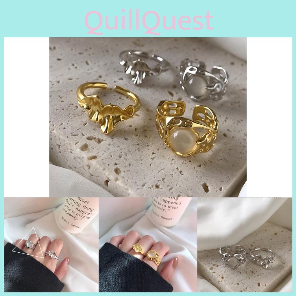 S925 Sterlingsilber Eleganter offener verstellbarer Ring mit einzigartigem Achatstein-Design