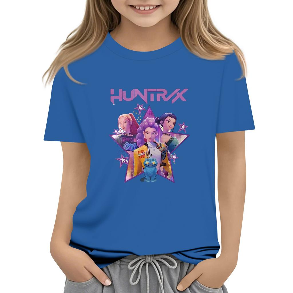 Boys Girls Round Neck Casual Printed Short-sleeved T-shirt Top