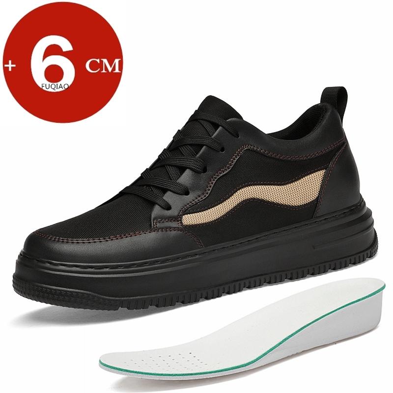 Mesh+Leather Height Increasing Elevator Shoes Men Woman Comfort Breathable Height Increase 6CM Man Sneakers Lift Casual Shoes