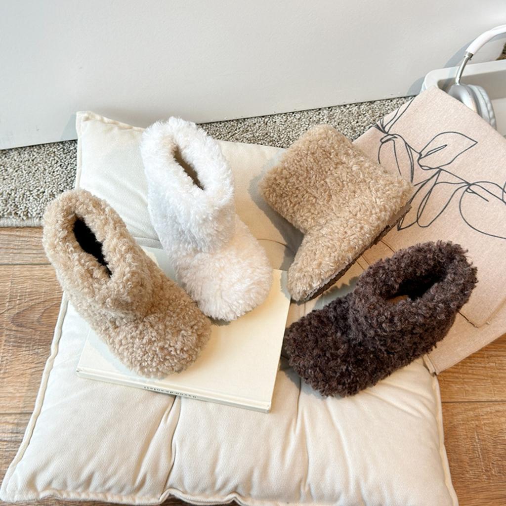Winter New Style Girls' Lamb Fashion Children's Hairy Shoes Boys' Plush Boots Warm Short Boots Children's Shoes