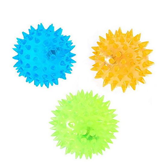Bouncing Light-Up Ball Spiky Rubber Sensory Toy with Flashing Colors Cat Dog Chewing Toy Teeth Cleaning Thorn Balls