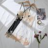 TERMEZY Satin Sleepwear Women Sexy Backless Nightdress Lace Patchwork Bifurcated Lace Up Pajama With Panty V Neck Sling Night Homewear