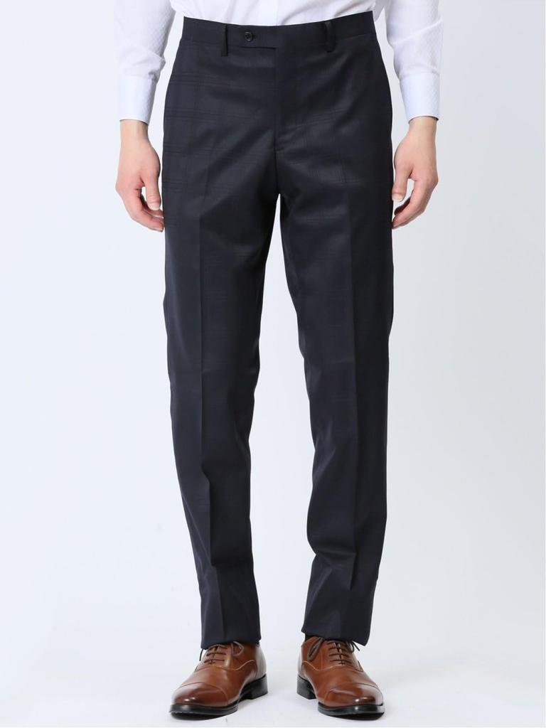 Takakyu Slim Fit Suit with Shadow Check Navy Made of Glossy Wool Size 110011803129433750037 Men's 2-Button 3-Piece Blue, Blend,