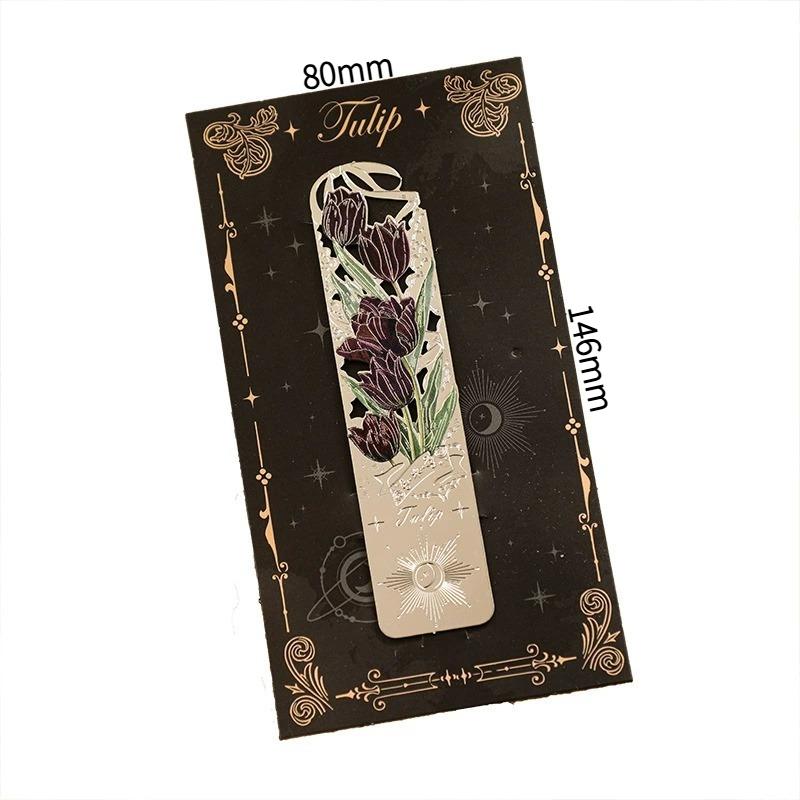 Retro Aesthetic Floral Metal Bookmark Reading Mark Student Hand Account Accessories Office Stationery Gifts Stationery Supplies