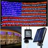 Solar-Girlande mit Flaggen, wasserdichte LED-Solar-Netzleuchten für Hof, Garten, Terrasse, Weihnachtsfest, patriotische Außendekoration