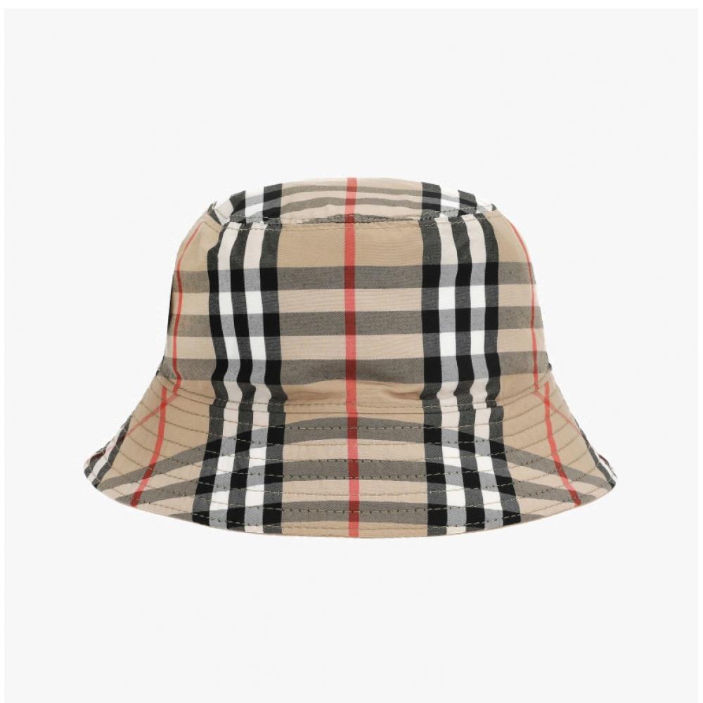 Burberry 8089433 B9368 Vintage Check Equestrian Logo Embroidery Reversible Bucket Hat