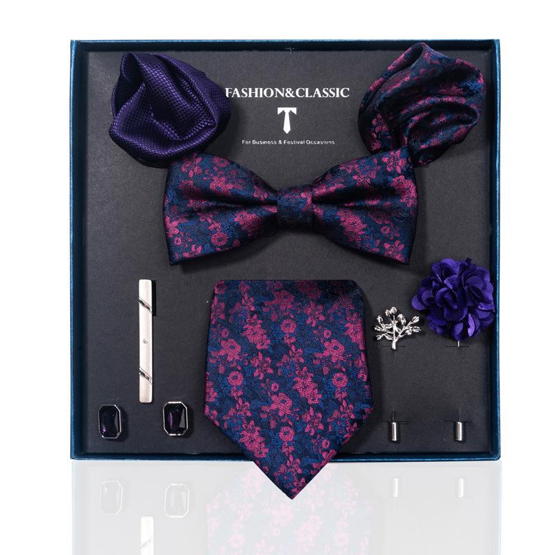 High-End Wedding Groom Tie Pocket Towel Corsage Gift Box Set Men'S Tie