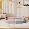 Children's Sofa Convertible into Bed and Play Area with Crown Cushion 116x61x14 cm Pink and Greyish Blue