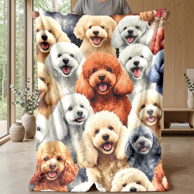 Collection of Dog Faces blanket Personalized Name Flannel Blanket Soft Cozy Plush Throw for Sofa Bed Lightweight Home Decor