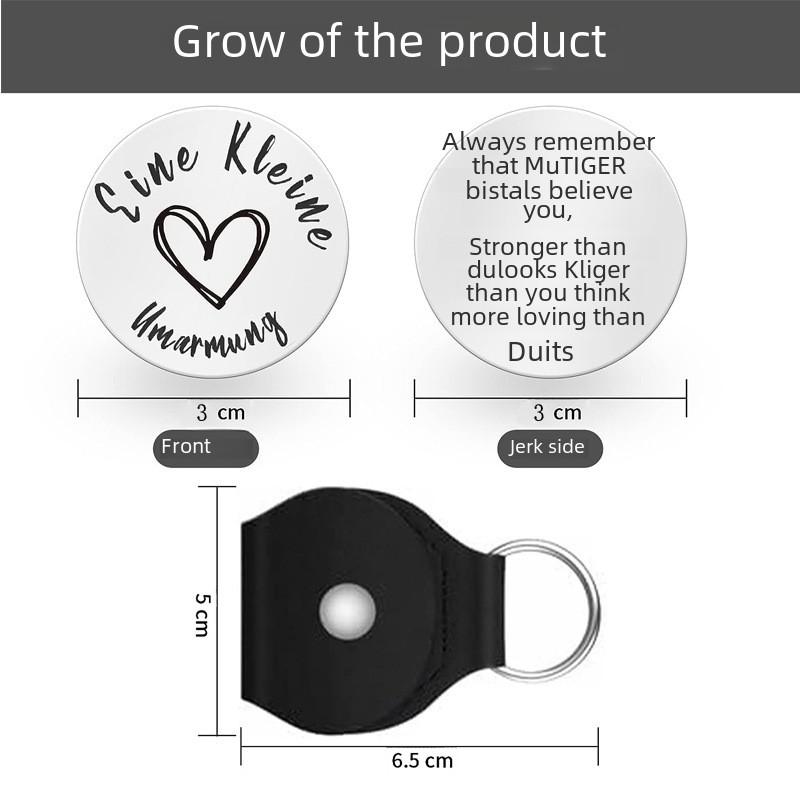 Stylish Pu Leather Keychain With Inspirational Message Unique Stainless Steel Pocket Token For Special Occasions