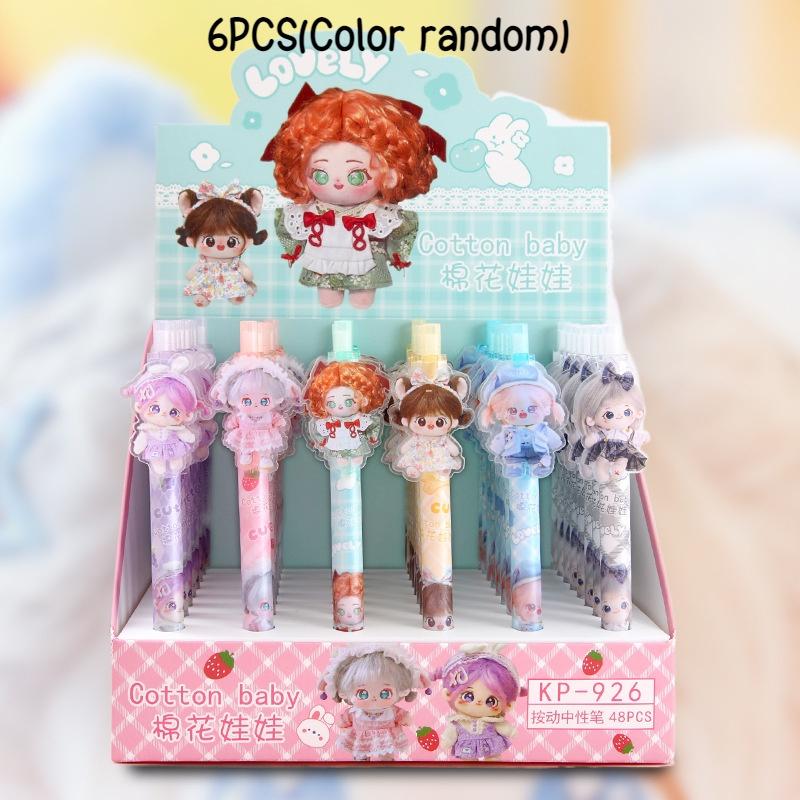 Wholesale Cartoon Cotton Doll Sticky Push Pen With Non-erasable Ink Ideal For Students And Girls 926)