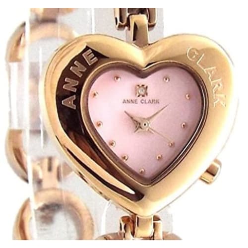ANNE CLARK Women's Watch, 1031 Series, Heart Design, Natural Shell Dial, Natural Diamonds, Skin-Friendly All-Stainless Steel, Moving Stone Bracelet (P