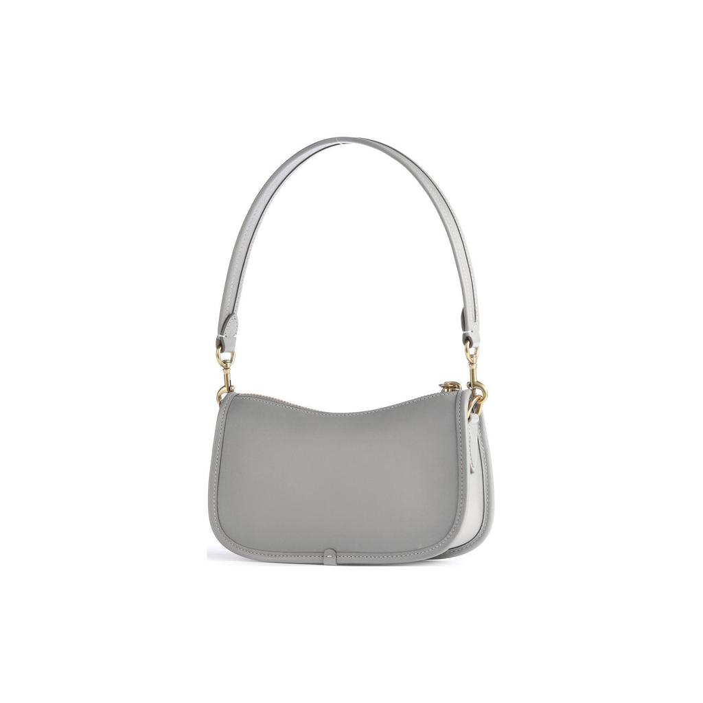 New COACH Swinger Cow Leather Crescent Bag, Pochette, Shoulder Bag, Handbag Trumpets Women's Gray C2643-B4DOY