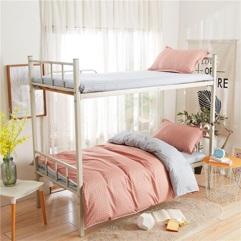 

Minimalist Modern Gingham College Dormitory Bed Single 3 PCs Set Bedding Double Bed Sheet Duvet Cover Four-Piece Set 2.2x 2.4 Quilt cover 2.3x 2.3 Bed Sheets set Lady