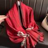Luxury Brand Fashion Printing Silk Scarf 180*90cm Red Bandanna Foulard Muffler Travel Sun Protection Scarves Wrap for Mom Shawl