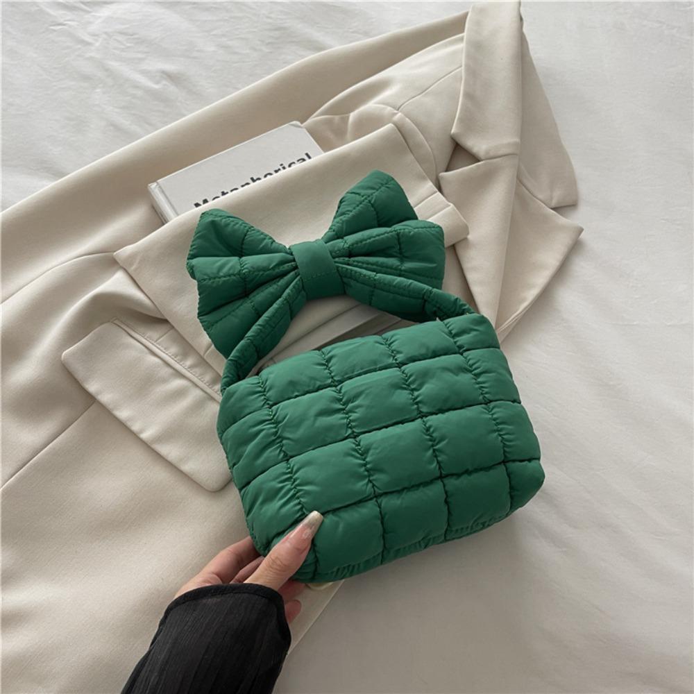 

Solid Color Cloud Pleated Bag Purse Wrist Bag Portable Bow Handbag Girls/Female