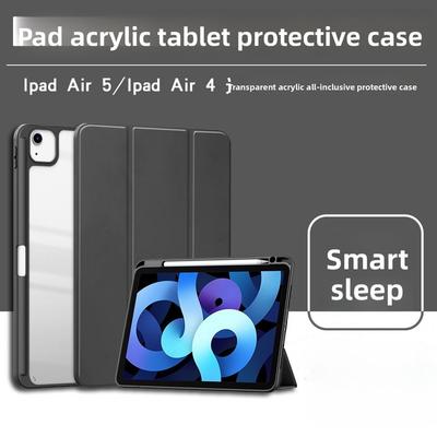 2024 iPad Pro 11 Case with Acrylic Transparent Back Hard Bottom Soft Edge Pencil Holder for iPad 13 Inch
