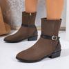 Spring Autumn Boots RoundToe New Booties Round Toe Spliced Side Zipper Soft Sole Anti slip Wear resistant Block Heel Shoes