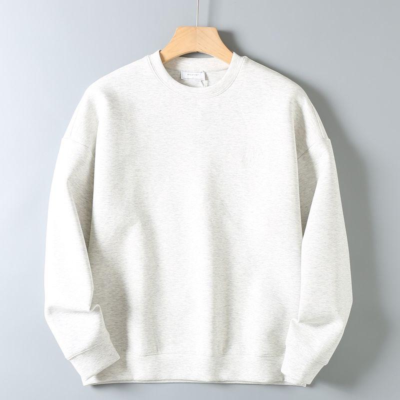 Original Export Surplus Air Layer Xinjiang Combed Cotton Drop Shoulder Cut Label Plain Versatile Loose Long-Sleeve Sweatshirt for Men Trendy