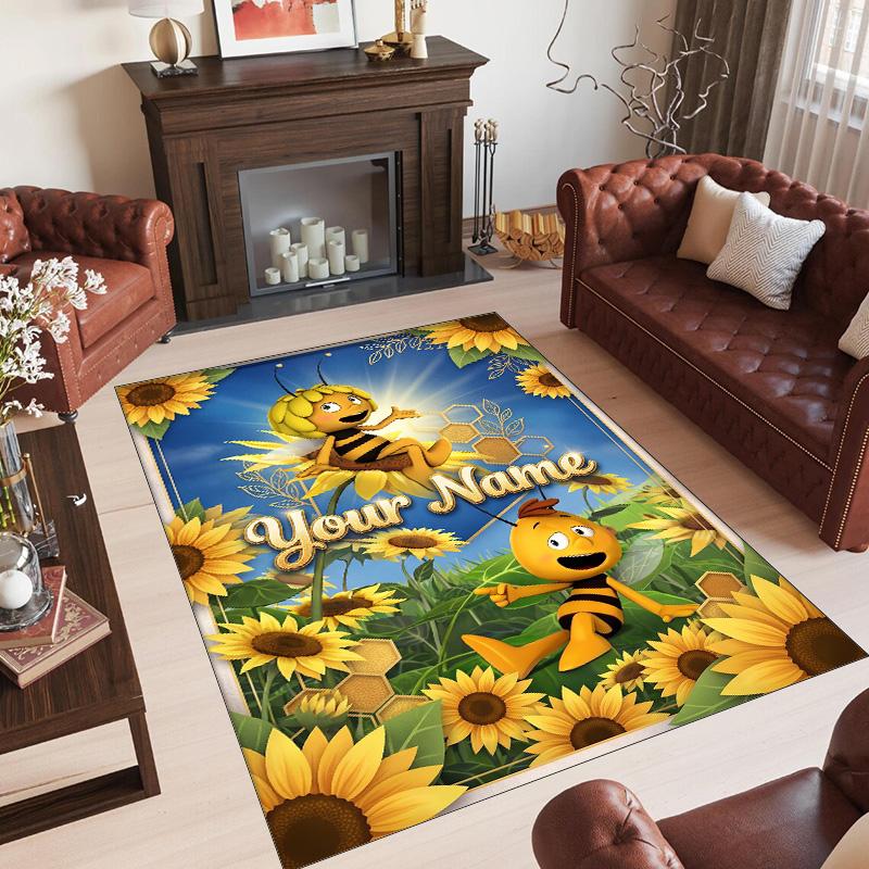 Personalized Crystal Velvet Carpet Custom Name Text,Bing Bunny Anti Slip Area Rug For Home Decoration