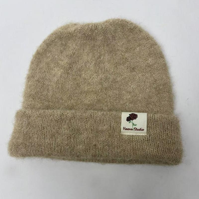 Autumn and Winter Hats for Women Solid Color Knitted Wool Hats Fashionable and Versatile Bag Head Hat Showing Face Small Warm Cold Hat