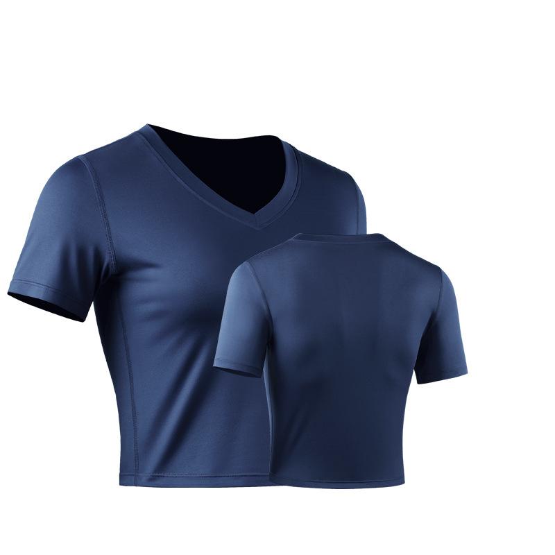 

Топ для йоги Жіноча блузка з коротким рукавом Тренування Короткі топи GymCompression Спортивний одяг Футболки для бігу XXXL темно-синього кольору